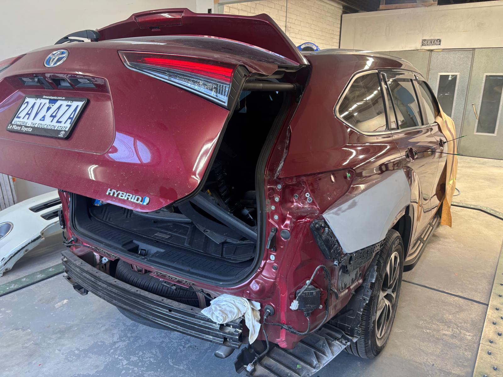 Before: Toyota Kluger Hybrid rear quarter panel damage repair at Paintworks Autobody