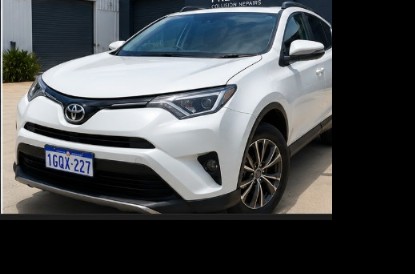 After: white Toyota RAV4 front-end fully repaired and refinished at Paintworks Autobody