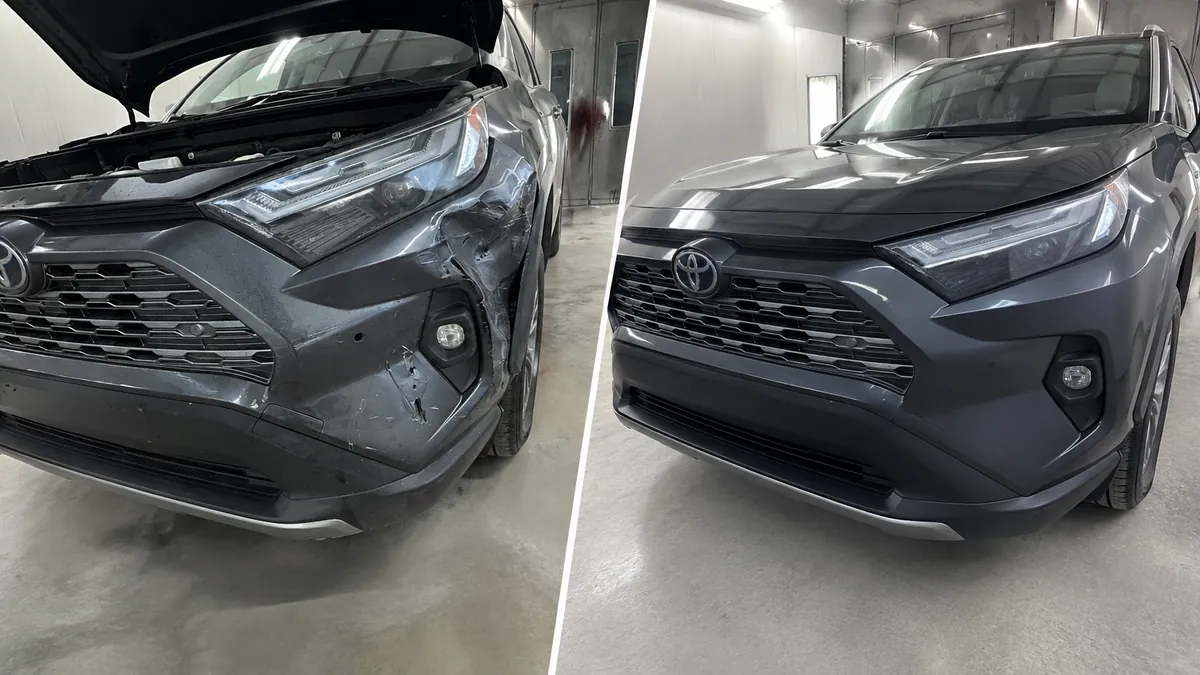 Before and after Toyota RAV4 bumper repair at Paintworks Autobody Moorabbin